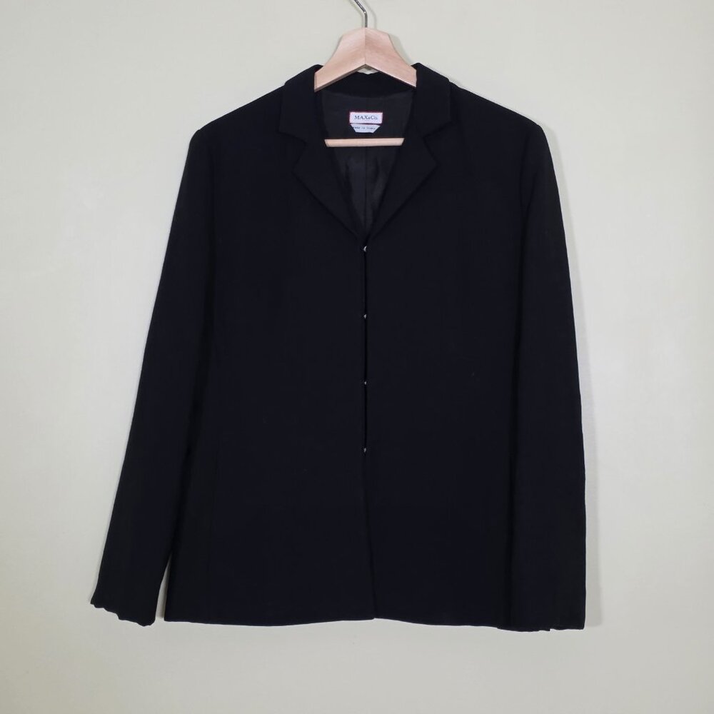 Max & Co Blazer Max Mara Group Womens US 8 Black Wool Blend Old Money Italy Made